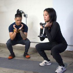 Joe Mateo Physical Therapy & Performance Medicine - Teaching a dumbbell goblet squat!
