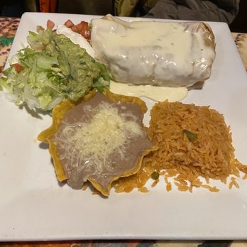 Senor Tequila's - Mixed Grill Chimichanga  Refried Beans Mexican Rice - Mexican Near Me - Germantown, Maryland