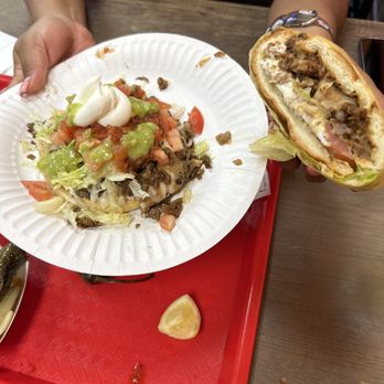 Tacos & Mariscos El Parque - Sopes and half a torta...not pictured the dozen tacos I already ate - Mexican Near Me - Gardena, California