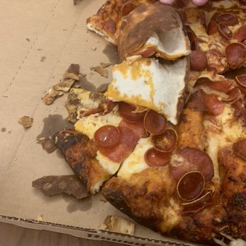 Round Table Pizza - The bottom was so burnt that the dough was separating - Pizza Near Me - Los Gatos, California