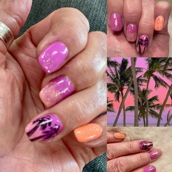 Green Ivy Nails & Spa - Summer sunset & Palm trees  nails by Mindy - Nail Salons Near Me - Temecula, California