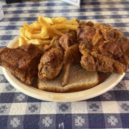 1/2 Chicken with seasoned fries & Okra 1/2 Chicken with seasoned fries & Okra