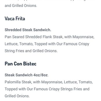 Cuban Guys - Hialeah - The menu with what it has inside - Cuban Near Me - Hialeah, Florida