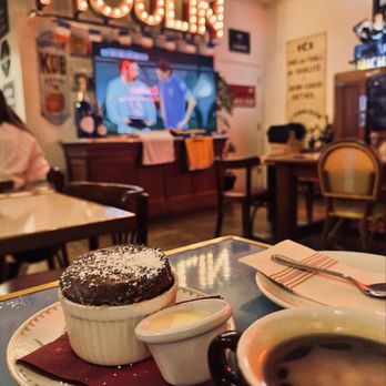 Bouillon MOULIN - Soufflé, 15 minute wait but so worth with coffee! - French Near Me - Newport Beach, California