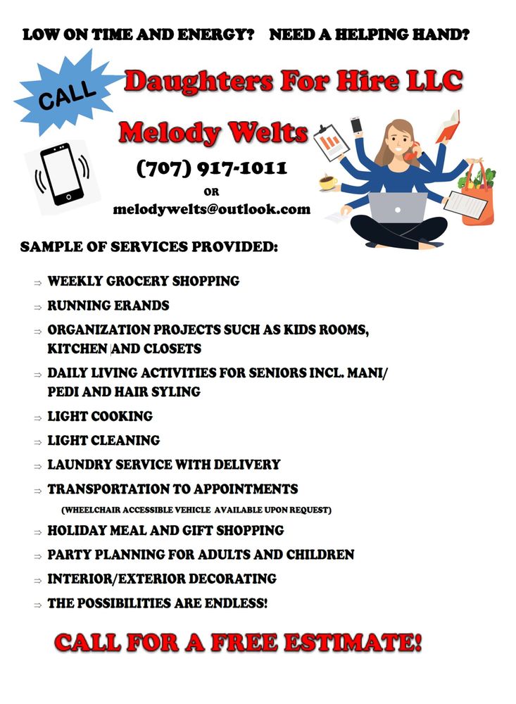 DAUGHTERS FOR HIRE Request Information Vallejo, California Home