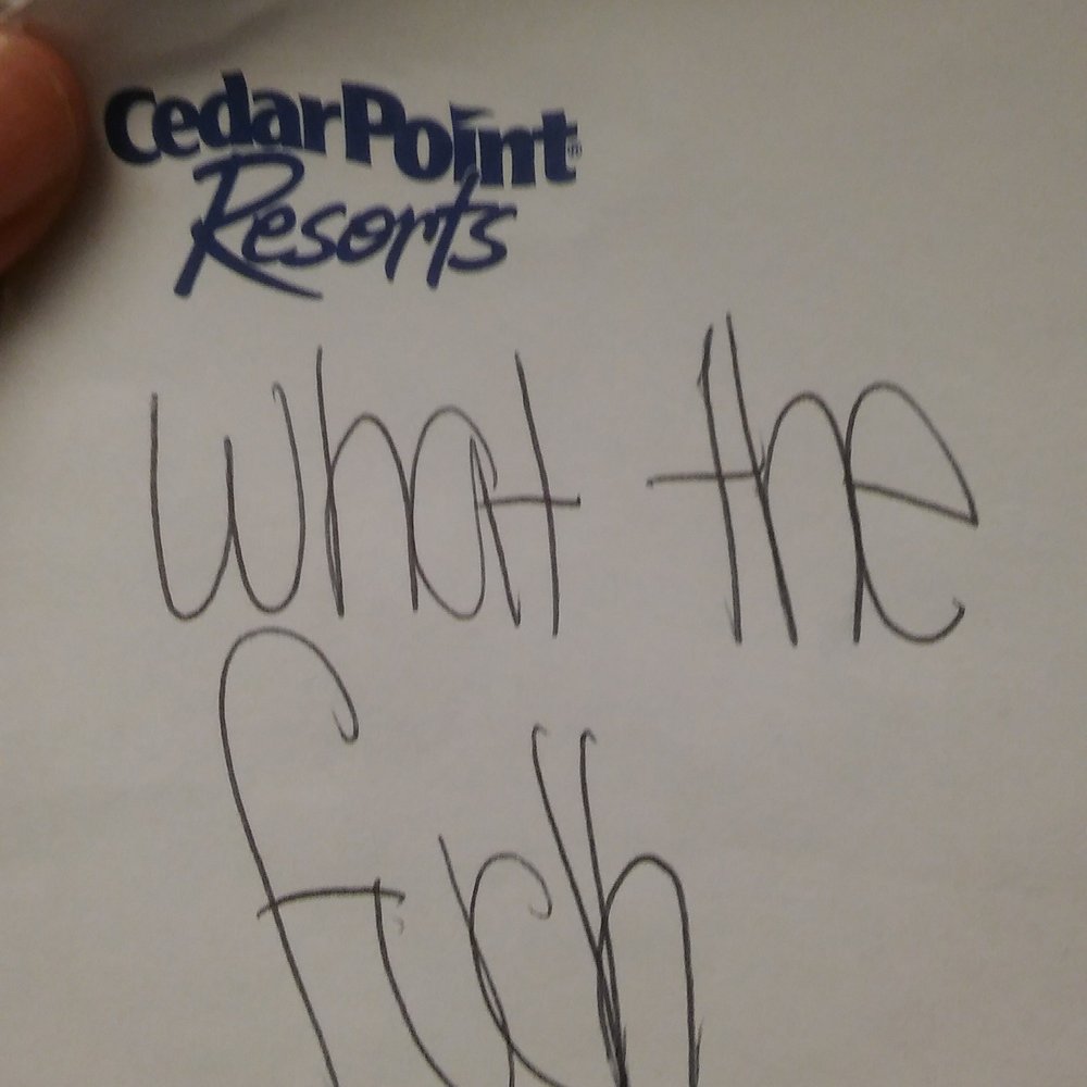 Cedar Point's Express Hotel - Sticky note on mirror after returning from playing putt-putt. Rude staff would not give refund, only offered diff room. - Hotels Near Me - Sandusky, Ohio Cedar Point's Express Hotel - Sticky note on mirror after returning from playing putt-putt. Rude staff would not give refund, only offered diff room. - Hotels Near Me - Sandusky, Ohio
