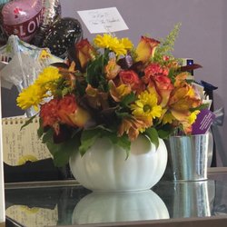 Pasadena Butterfly's - White pumpkin with fall color flowers