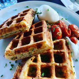Gruyere Waffles with Sundried Tomatoes and Soft Egg Gruyere Waffles with Sundried Tomatoes and Soft Egg