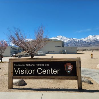 Manzanar National Historic Site - Intense mountains in the backdrop and cherry blossoms are blooming - Landmarks & Historical Buildings Near Me - Independence, California