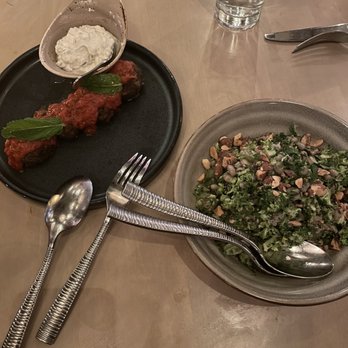 LÝRA - Charcoal Grilled Meatballs and Shaved Broccoli & Black Eyed Peas - Greek Near Me - Chicago, Illinois LÝRA - Charcoal Grilled Meatballs and Shaved Broccoli & Black Eyed Peas - Greek Near Me - Chicago, Illinois