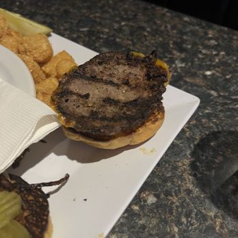 Icons Sports Grill - Burnt hamburger patties - American Near Me - Gilbert, Arizona Icons Sports Grill - Burnt hamburger patties - American Near Me - Gilbert, Arizona