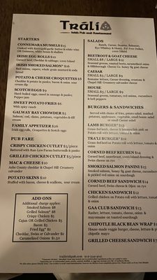 Menu photo 8 Trali Irish Pub & Restaurant Raleigh, NC Menu photo 8 Trali Irish Pub & Restaurant Raleigh, NC