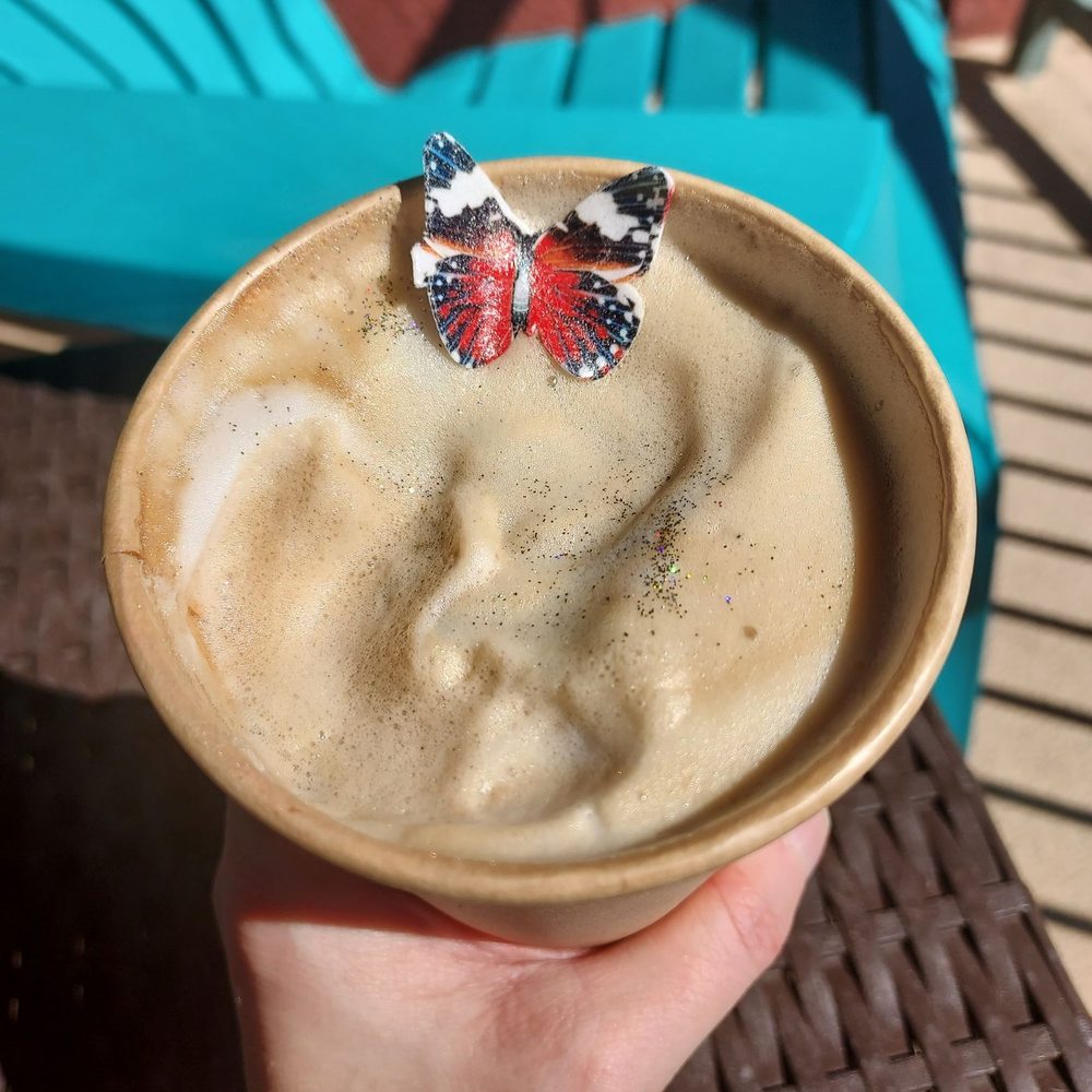 Butterfly elixir latte with espresso Butterfly elixir latte with espresso