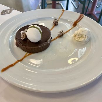 Max’s Sister - Chocolate caramel tart with Madagascar vanilla ice cream - French Near Me - San Antonio, Texas
