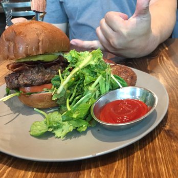 Scratch Kitchen - Burger with Nalo and potatoes - Breakfast & Brunch Near Me - Honolulu, Hawaii