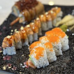 Sumo Sushi - Bonney Lake - (From left to right) Medusa Roll, Seared Salmon Roll, Washington Roll