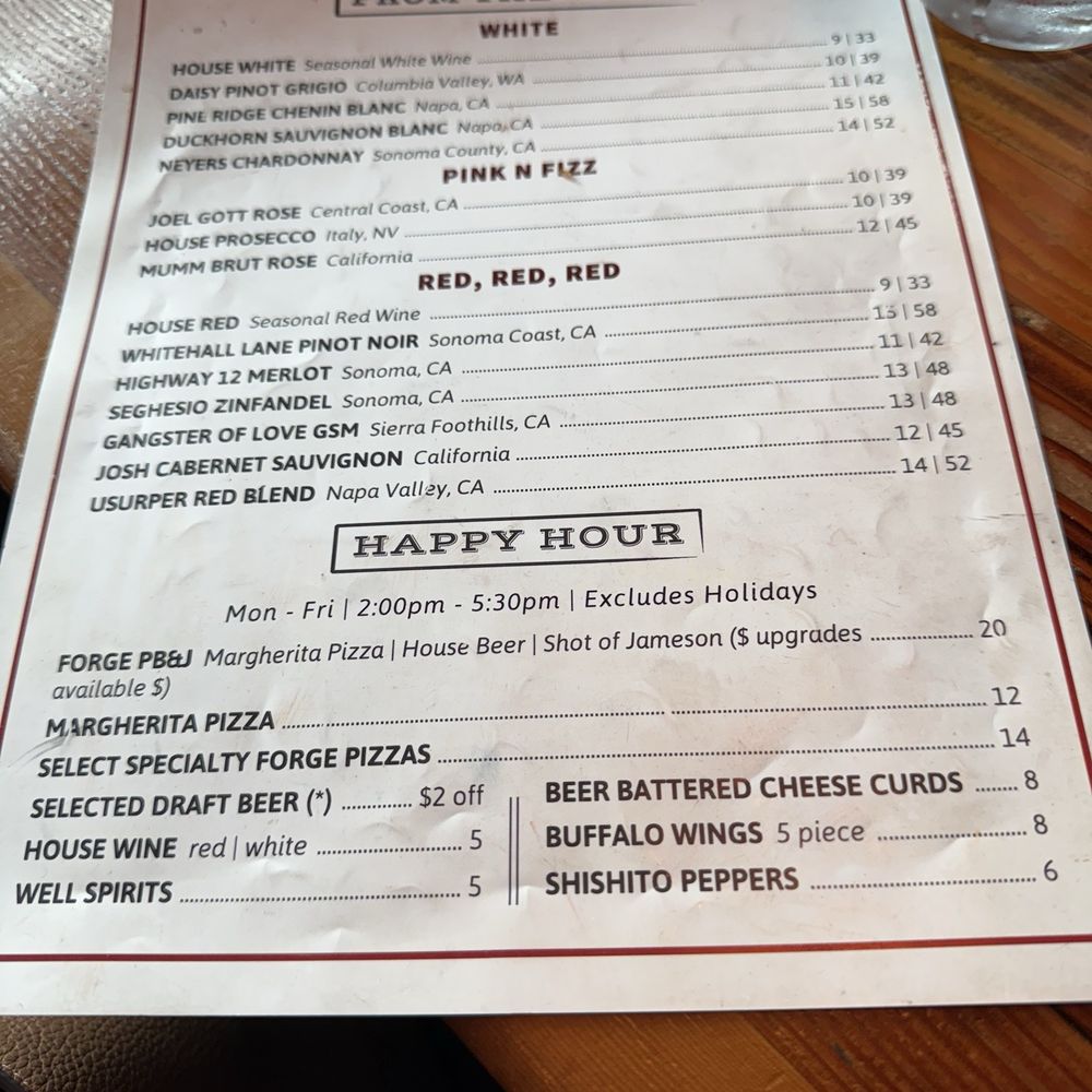 Forge Pizza - Small HH menu. - Pizza Near Me - Napa, California Forge Pizza - Small HH menu. - Pizza Near Me - Napa, California