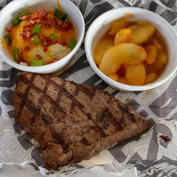 Smokey Bones - 9oz Sirloin w/ Loadsd Mashed Potatoes and Apples - Barbeque Near Me - Greensboro, North Carolina