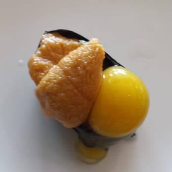 Sushi Plus - Uni with quail egg. - Japanese Near Me - Fountain Valley, California Sushi Plus - Uni with quail egg. - Japanese Near Me - Fountain Valley, California