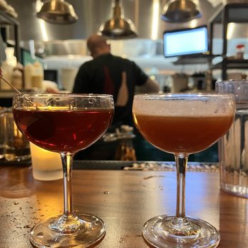 Shy Bird - Rye Manhattan & Allora - Cocktail Bars Near Me - Cambridge, Massachusetts