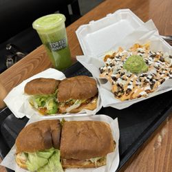 Tortas Manantial - Cubana / Hawaiian / Carna Sada fries / Green juice