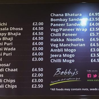Bobby's Restaurant - Menu, with some prices. - Indian Near Me - Leicester, LCE Bobby's Restaurant - Menu, with some prices. - Indian Near Me - Leicester, LCE