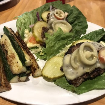 Beef 'O' Brady's - Build Your Own Burger- no bun, patty with pepper jack cheese and jalapeños. Side of grilled Zucchini! - Sports Bars Near Me - Titusville, Florida