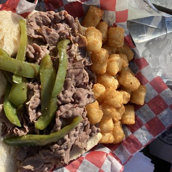 Bernie's Tap & Grill - Italian beef with sweet peppers and tots - Bars Near Me - Chicago, Illinois Bernie's Tap & Grill - Italian beef with sweet peppers and tots - Bars Near Me - Chicago, Illinois