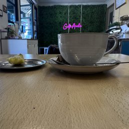 Eating area & fresh Americano