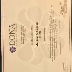 DOULA is - DONA certified.