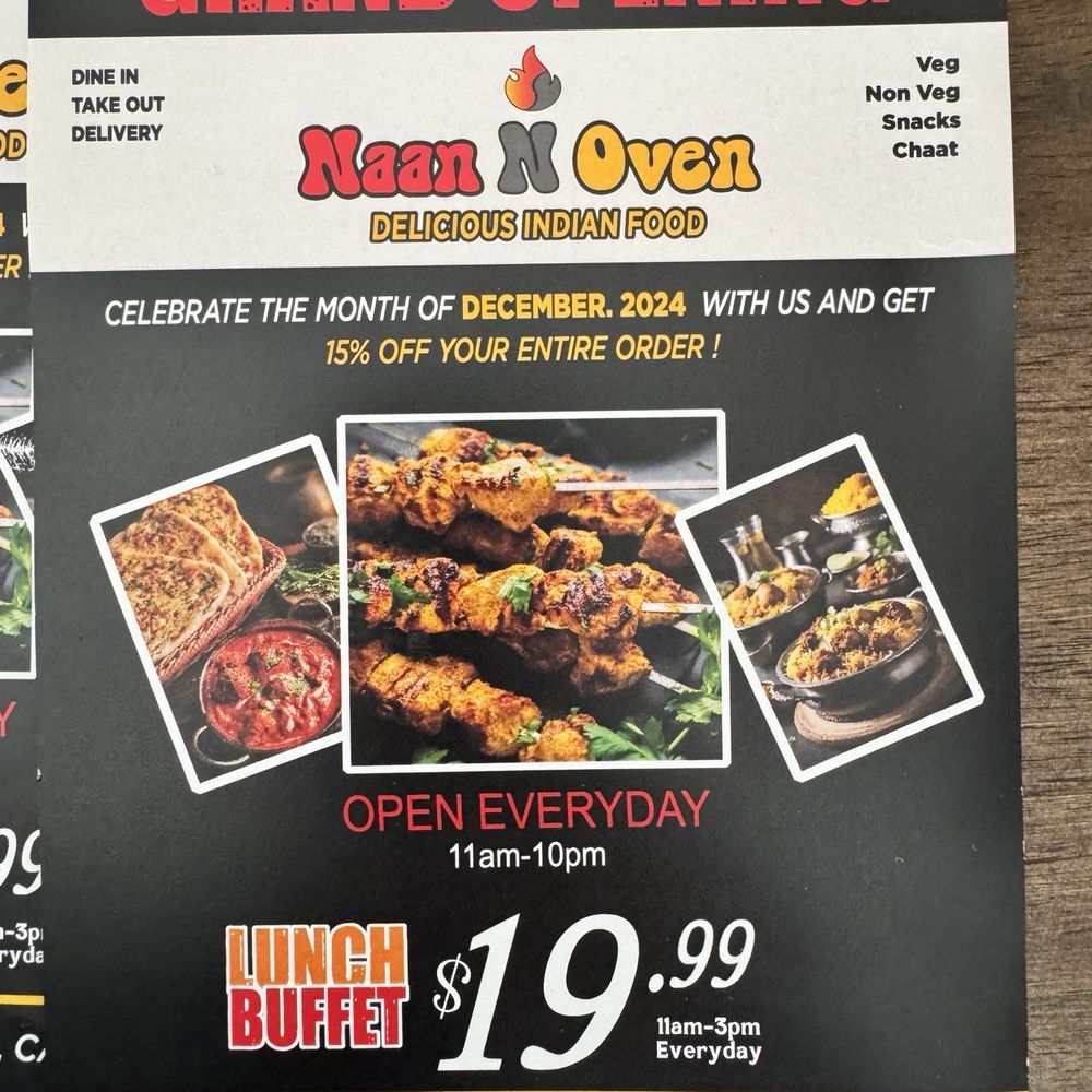 Naan N Oven - Promo menu for lunch buffet everyday - Indian Near Me - Salida, California Naan N Oven - Promo menu for lunch buffet everyday - Indian Near Me - Salida, California