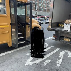 Manhattan Fruit Exchange - Bus unable to pull up. Kids need to walk into 8th avenue to board.