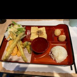 Genki Sushi House Restaurant - Bento box: agedashi tofu, veggie tempera