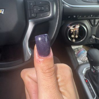 Royal Nail & Spa - Specks in my color and how BULKY and wide this looks. Abnormal. - Day Spas Near Me - Flowery Branch, Georgia