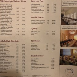 Backside of the menu