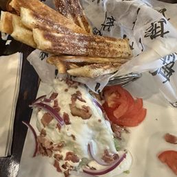 Wedge salad with bread basket