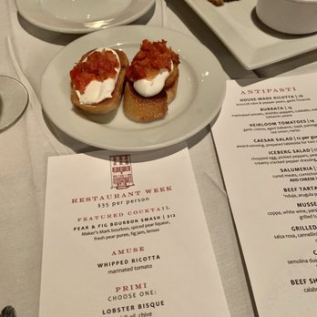 Bistro Romano - Amuse - whipped Ricotta and marinated tomato-Restaurant Week - Italian Near Me - Philadelphia, Pennsylvania Bistro Romano - Amuse - whipped Ricotta and marinated tomato-Restaurant Week - Italian Near Me - Philadelphia, Pennsylvania
