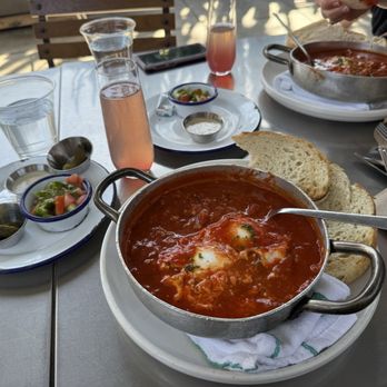 Cafe Smitten - 2 Moraccan eggs & 2 blackberry lemonade mimosas - Coffee & Tea Near Me - Bakersfield, California
