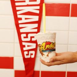 Andy's Frozen Custard - Hog Heaven Jackhammer! Vanilla or chocolate frozen custard, Fresh Strawberries, Melted Chocolate Chip, Filled with Marshmallow Creme