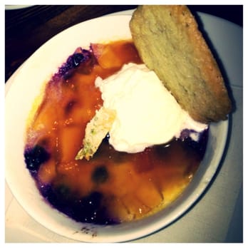 Morel - Peach & Blueberry Clafoutis with Rosemary Shortbread & Cream! - New American Near Me - Milwaukee, Wisconsin Morel - Peach & Blueberry Clafoutis with Rosemary Shortbread & Cream! - New American Near Me - Milwaukee, Wisconsin