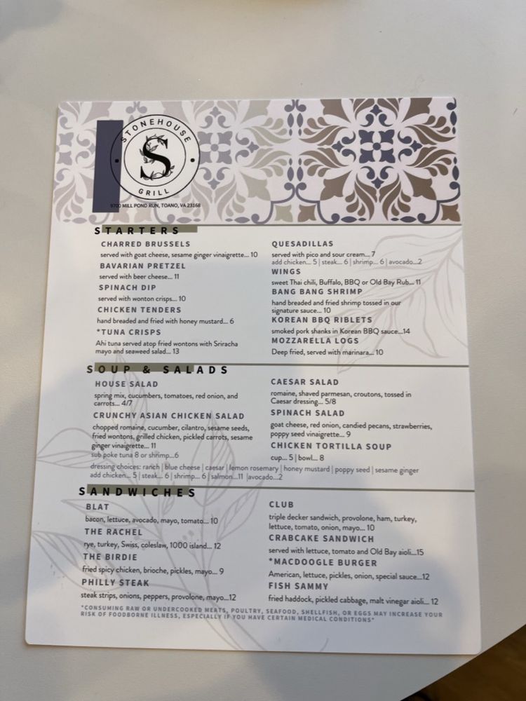 STONEHOUSE GRILL Updated August 2024 9700 Mill Pond Run, Toano