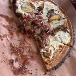 Zen Kitchen - Brisket potato bbq pizza with cabbage! Yum! (Usually topped also with cilantro ranch)