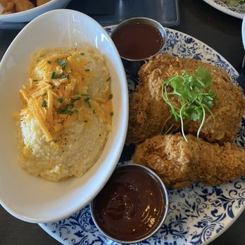 Southern Social - Thigh and drum fried chicken combo with white cheddar grits - Southern Near Me - Eagan, Minnesota