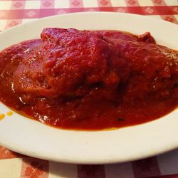 Manzellas Italian Restaurant - Lasagna with Meat Sauce, as it comes from the kitchen