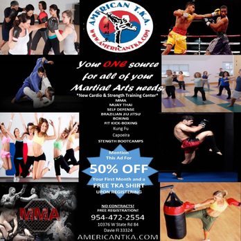 American TKA Martial Arts - Adult Classes Special. Full use of Fitness Center FREE for all Adult Students. - Summer Camps Near Me - Davie, Florida American TKA Martial Arts - Adult Classes Special. Full use of Fitness Center FREE for all Adult Students. - Summer Camps Near Me - Davie, Florida