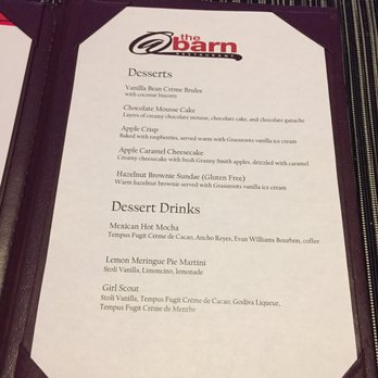 @ the barn restaurant - The dessert menu for winter 2016. - Wine Bars Near Me - Granby, Connecticut @ the barn restaurant - The dessert menu for winter 2016. - Wine Bars Near Me - Granby, Connecticut