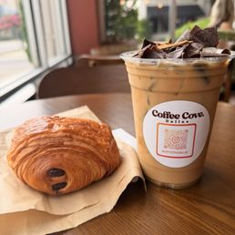 Chocolate Croissant and iced Malibu Bonfire latte