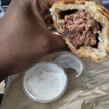 Evergreen Butcher Baker - Beef Sausage Roll - jalapeño crema on the side. Meat was very fresh & delicious! - Butcher Near Me - Atlanta, Georgia Evergreen Butcher Baker - Beef Sausage Roll - jalapeño crema on the side. Meat was very fresh & delicious! - Butcher Near Me - Atlanta, Georgia
