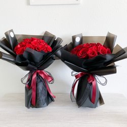 Blush and Bloom Floral Bouquets - 25 red roses wrapped in korean floral paper