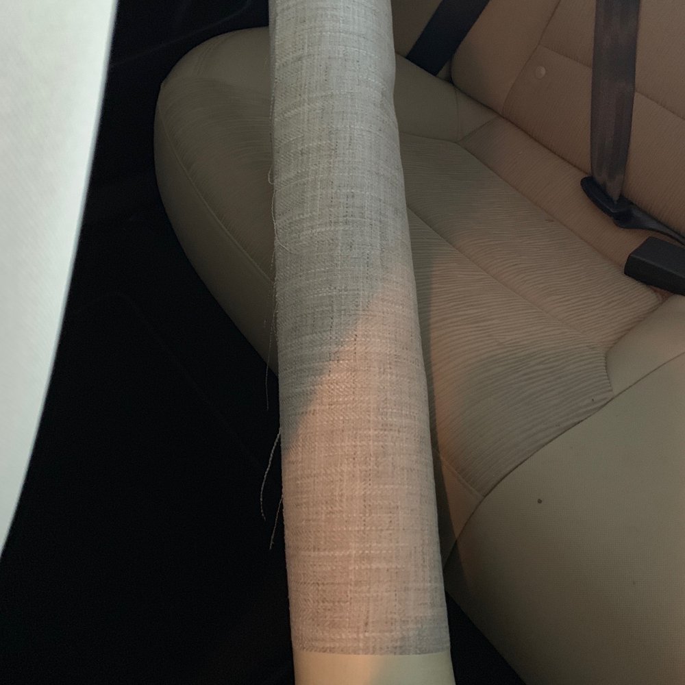 In my backseat - A Roll of 5 yards to cover our 8 chairs!!  Love it